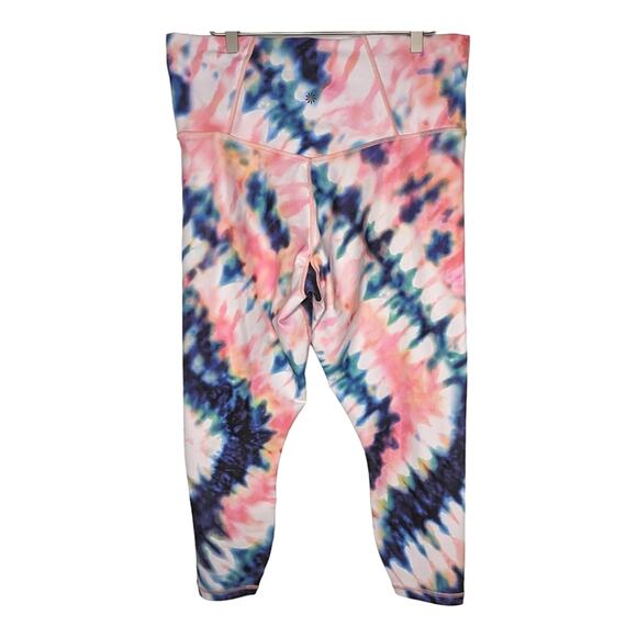 Athleta Elation 7/8 Tight Pink Blue Tie Dye Activewear Gym Workout Leggings 1X - Picture 6 of 10